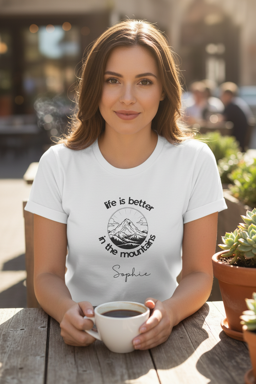 4. Sophie at outdoor cafe — White UGC
