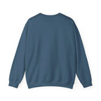 Blue crewneck sweatshirt, plain back view