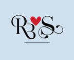 Hoodie heart monogram design, black letters with red heart detail, centered