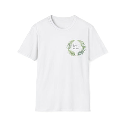 Personalised Fern Wreath T-Shirt | Custom Name & Year | Botanical Gift for Her