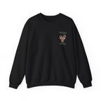 Black personalised sweatshirt with floral heart graphic and location text on chest