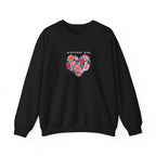 Black crewneck sweatshirt with “Birthday Girl” text and floral heart graphic