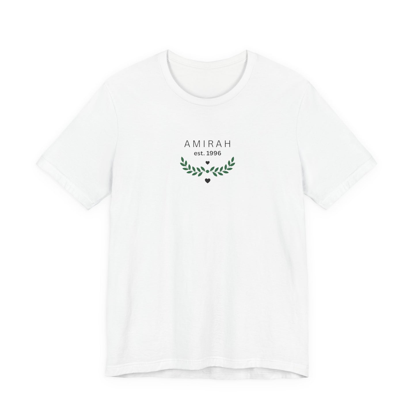 Personalized Name Tee — “AMIRAH est. 1996” Floral Monogram T-Shirt