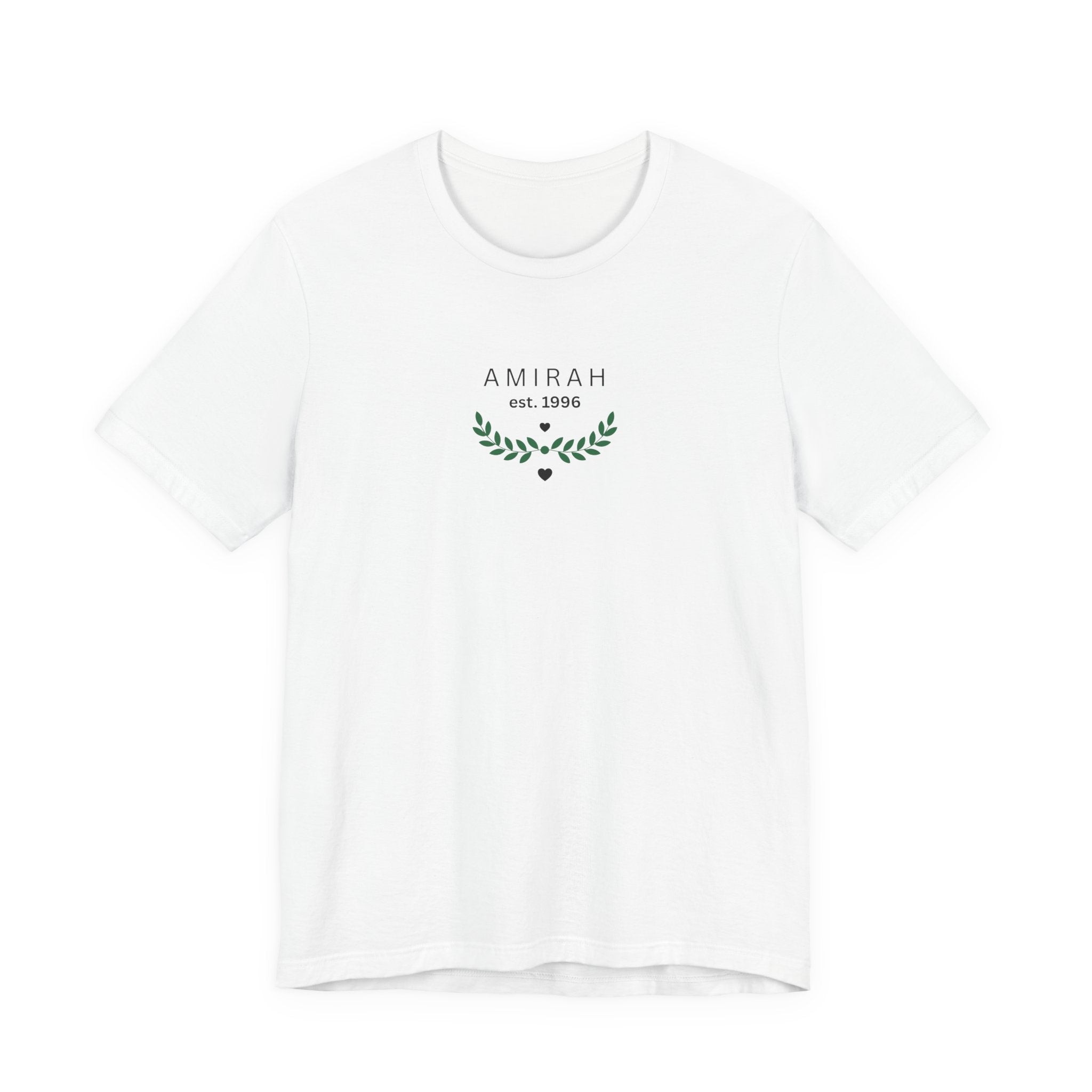 Personalized Name Tee — “AMIRAH est. 1996” Floral Monogram T-Shirt