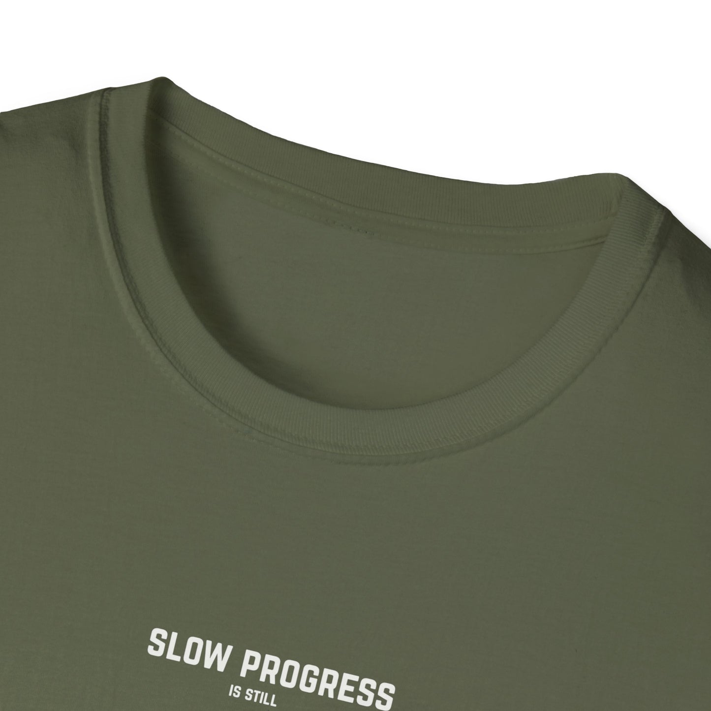 Motivational T-Shirt — "Slow Progress Is Still Progress" Minimal Plant Design