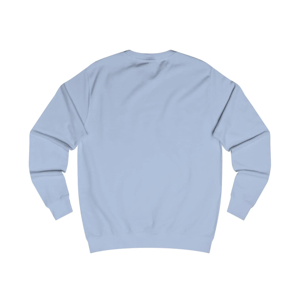 Light blue crewneck sweatshirt, back view, no visible graphic.