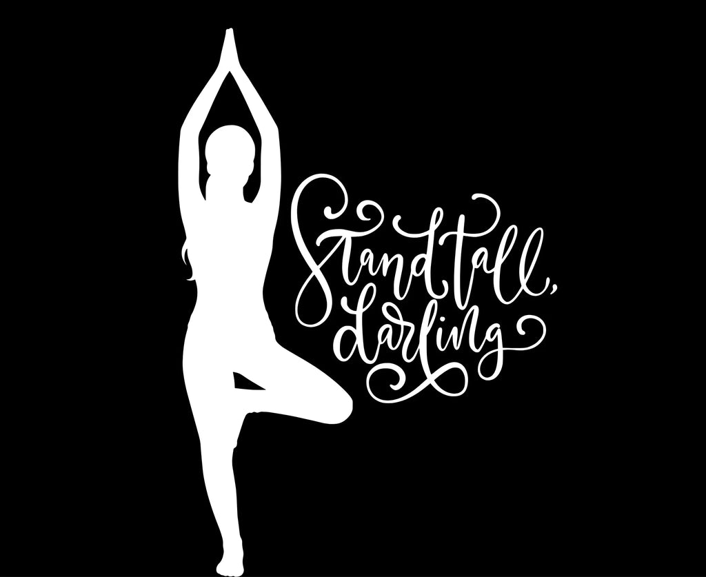 Dancer silhouette and script inspirational text graphic