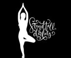 Dancer silhouette and script inspirational text graphic
