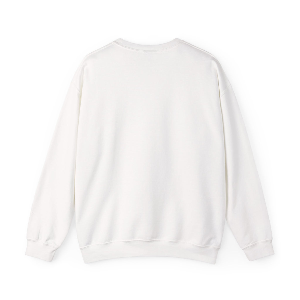 White personalised sweatshirt back view, plain with no visible graphic