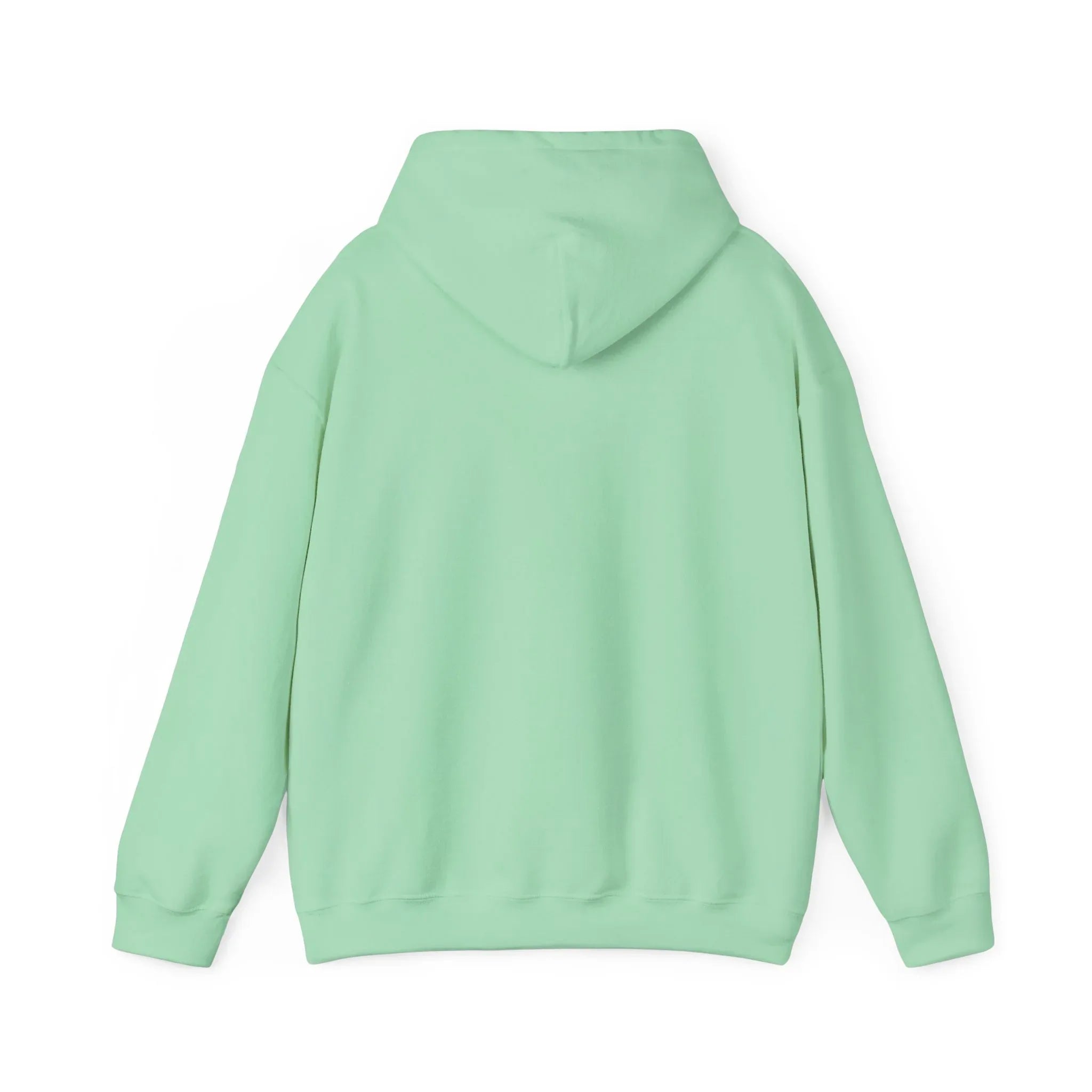 Mint green yoga hoodie with hood, long sleeves, and kangaroo pocket
