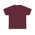 Unisex heavy cotton tee in maroon, back view