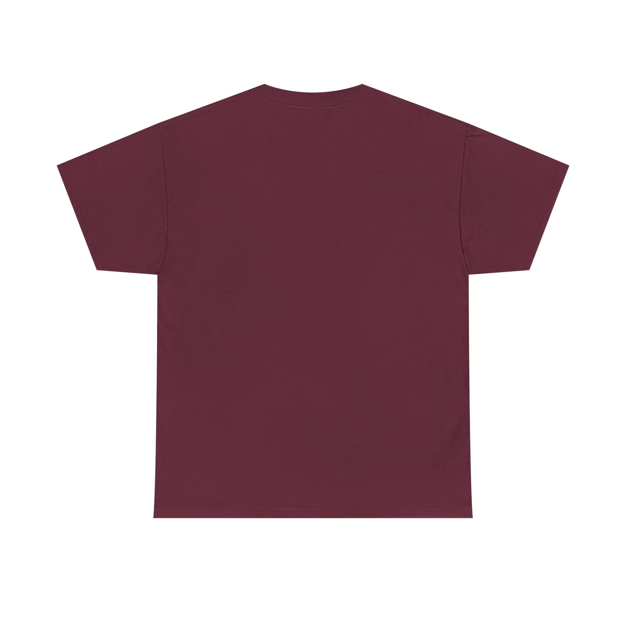 Unisex heavy cotton tee in maroon, back view