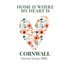 Sweatshirt front design: floral heart with HOME IS WHERE MY HEART IS, CORNWALL