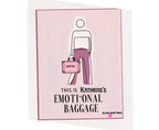 White canvas tote bag front view with pink-toned graphic design panel.