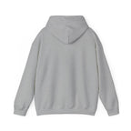 Sport grey hoodie back view with hood and relaxed long sleeves