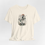 Cream plant lover t-shirt with 'crazy plant person' botanical graphic