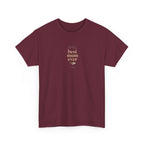 Maroon T-shirt, “best mum ever” chest print, short sleeves