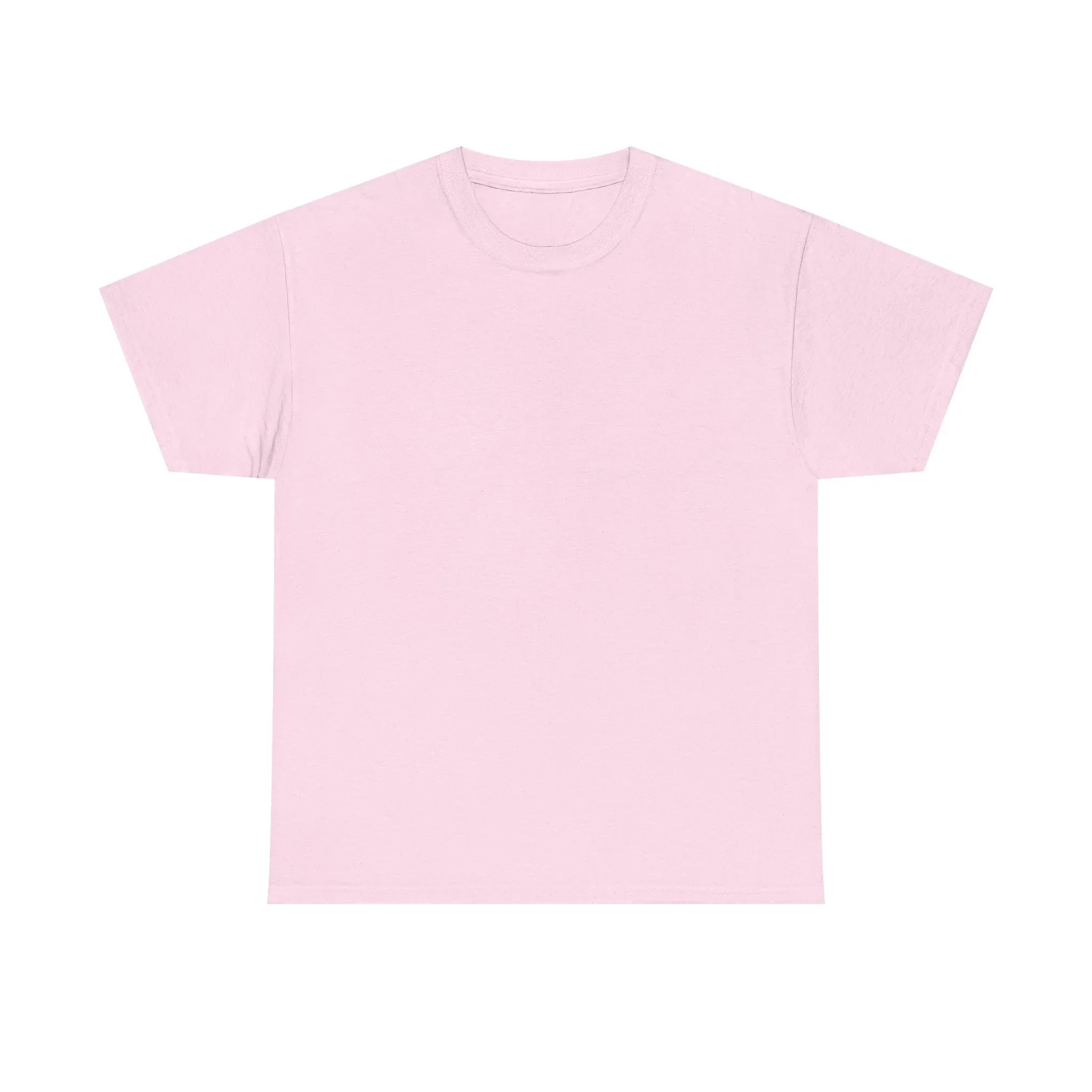 Unisex heavy cotton t-shirt, light pink crew neck short-sleeve