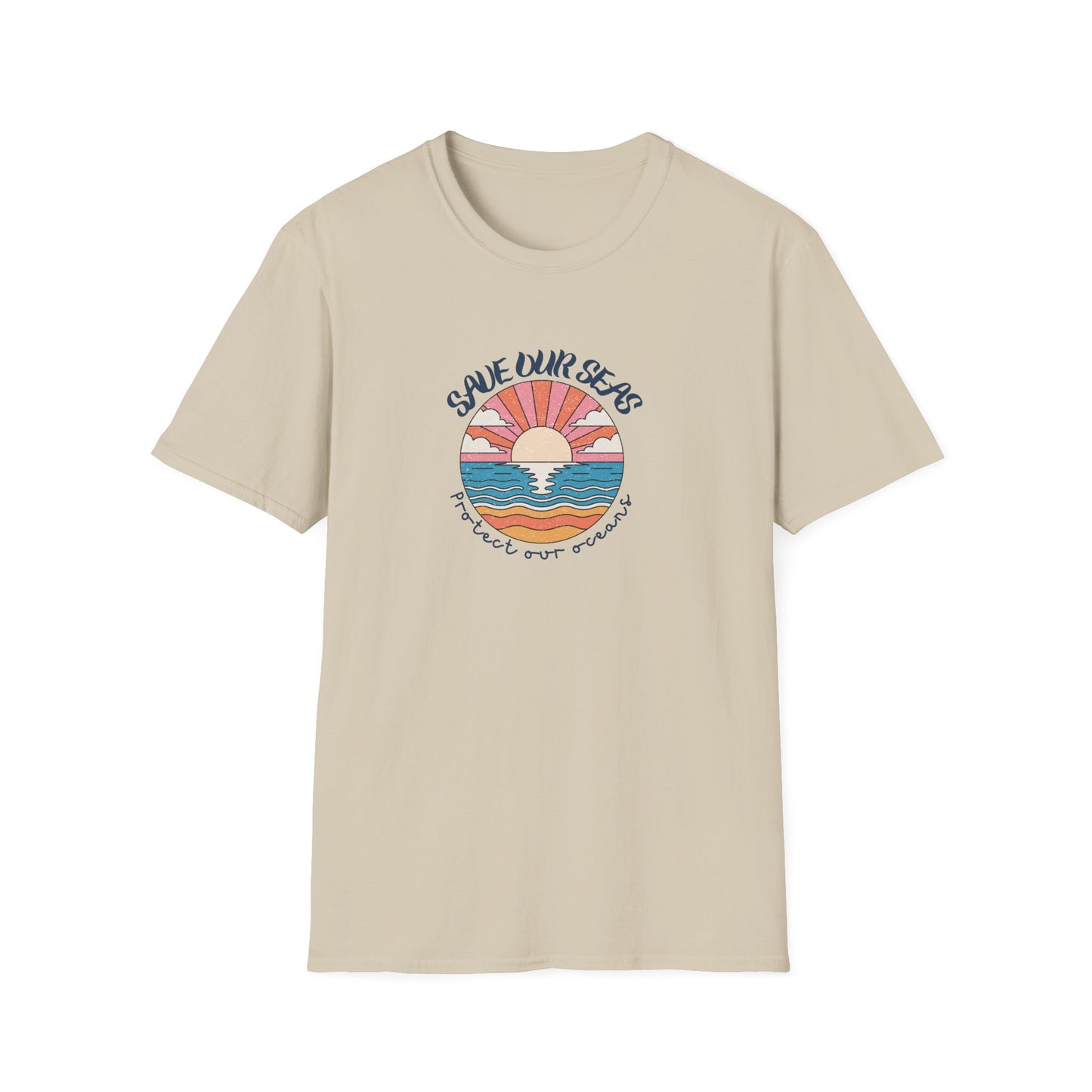 Save Our Seas T-Shirt | Retro Sunset Ocean Conservation Tee UK