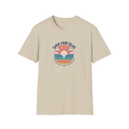 Save Our Seas T-Shirt | Retro Sunset Ocean Conservation Tee UK