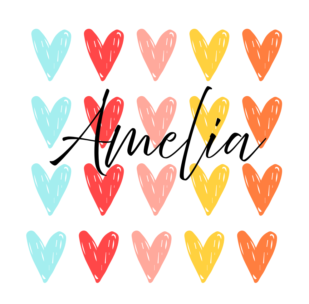 Personalised Name Colourful Hearts Mug | Custom Coffee Cup Gift