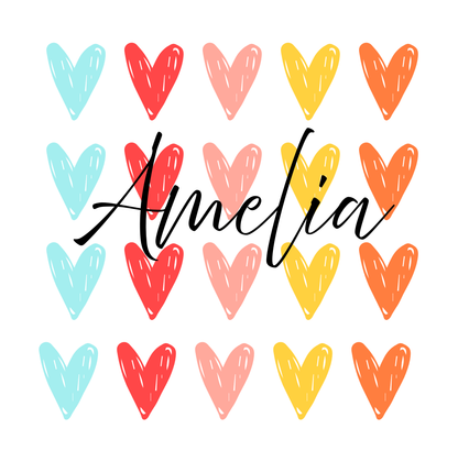 Personalised Name Colourful Hearts Mug | Custom Coffee Cup Gift