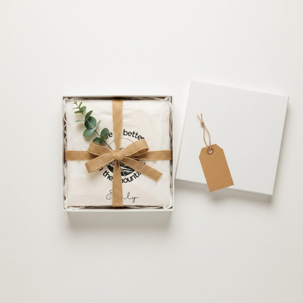 5. Natural cream — Luxury white gift box with jute ribbon