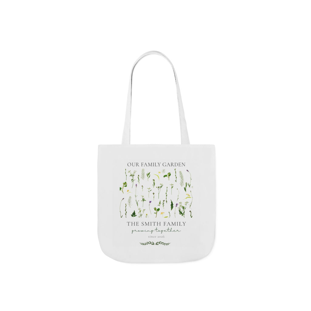 Our Family Garden Personalised Tote Bag — Custom Family Name Floral Canvas Gift