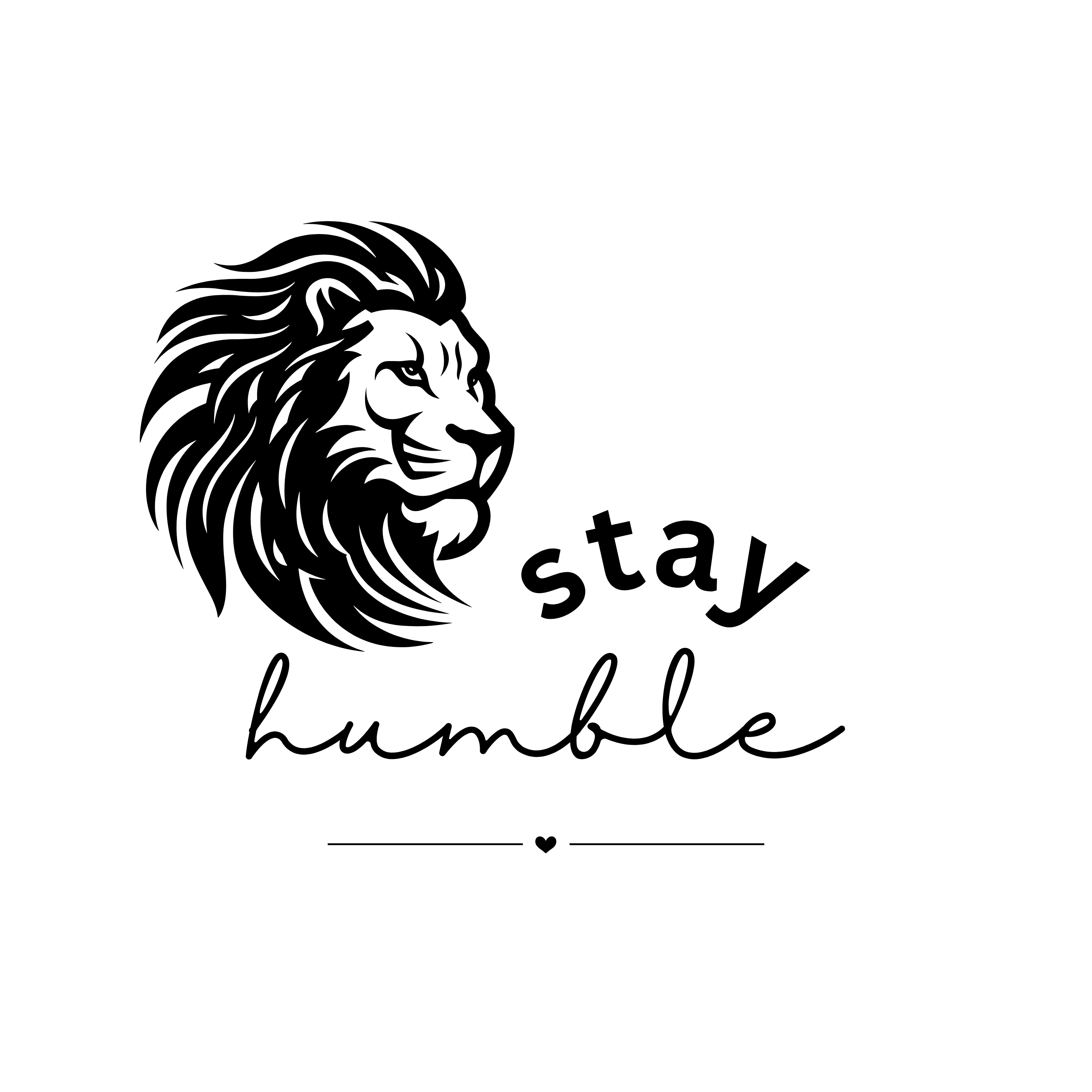 White lion head and “stay humble” graphic hoodie front design