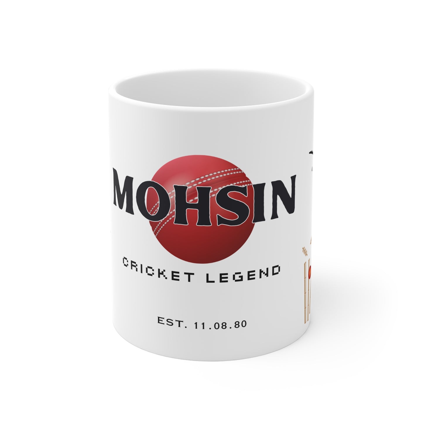 Personalised Cricket Legend Mug — Custom Name & Date Gift
