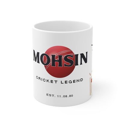 Personalised Cricket Legend Mug — Custom Name & Date Gift