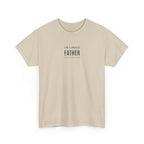 Light tan T-shirt with small centered "I'm a proud Father" chest text print