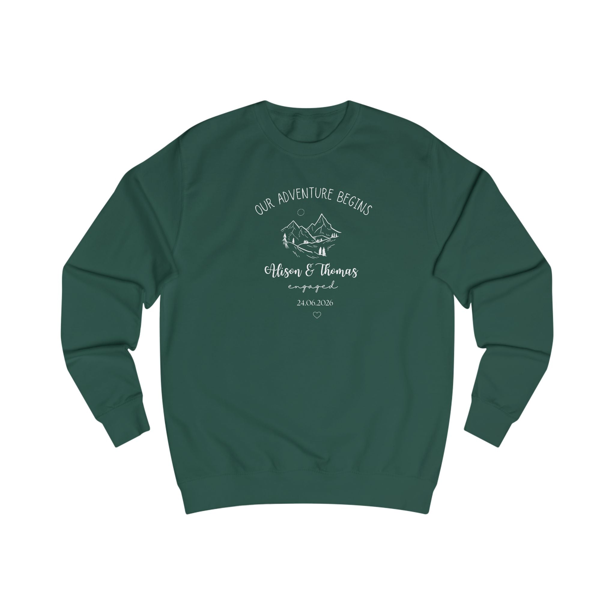 Personalised 'Our Adventure Begins' Sweatshirt | Custom Names | Couples Gift