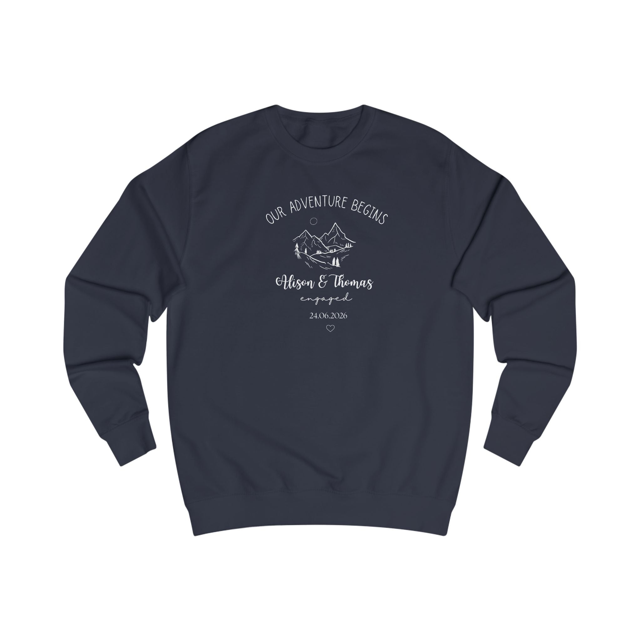 Personalised 'Our Adventure Begins' Sweatshirt | Custom Names | Couples Gift
