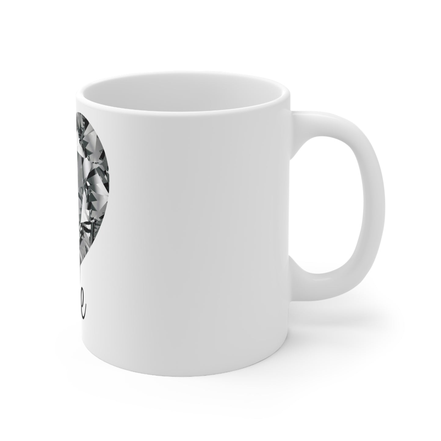 Personalized Silver Sparkle Love Heart Mug