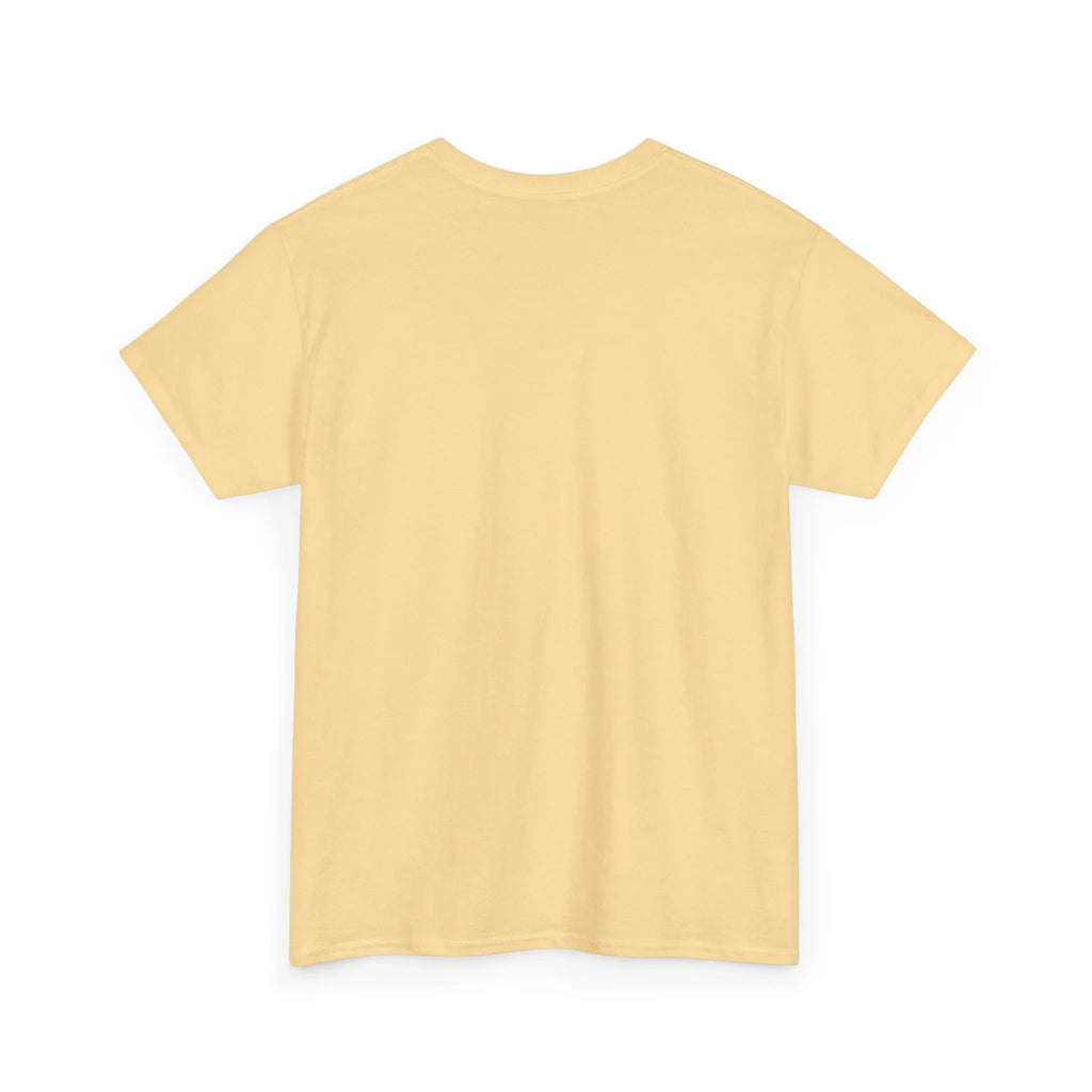 Unisex heavy cotton tee in light yellow, back view