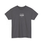 Charcoal T-shirt with "I'm a Proud Father" minimalist front text