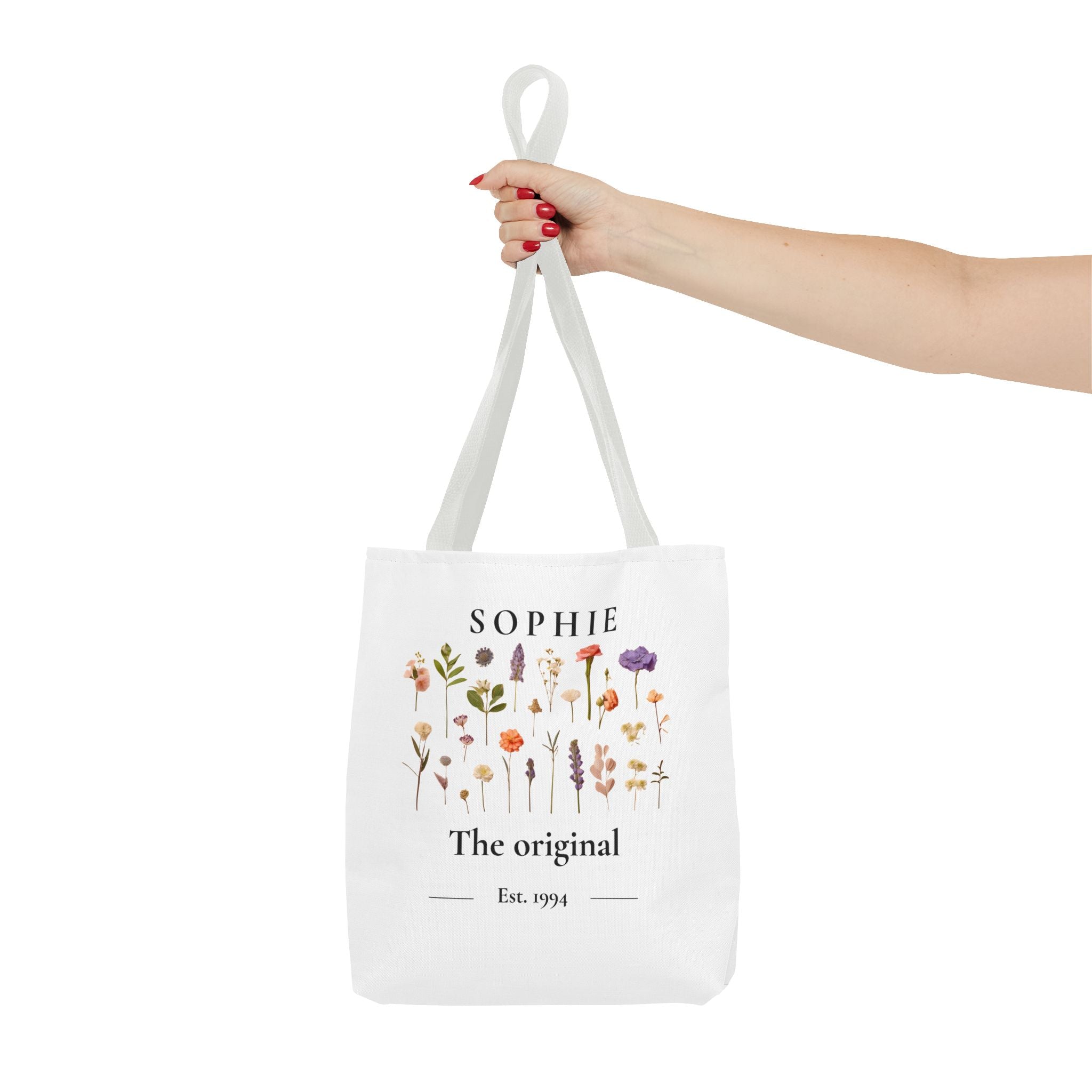 Personalised Floral Tote Bag — Custom Name & Year Garden Tote Gift