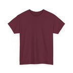 Unisex heavy cotton tee in maroon, front view