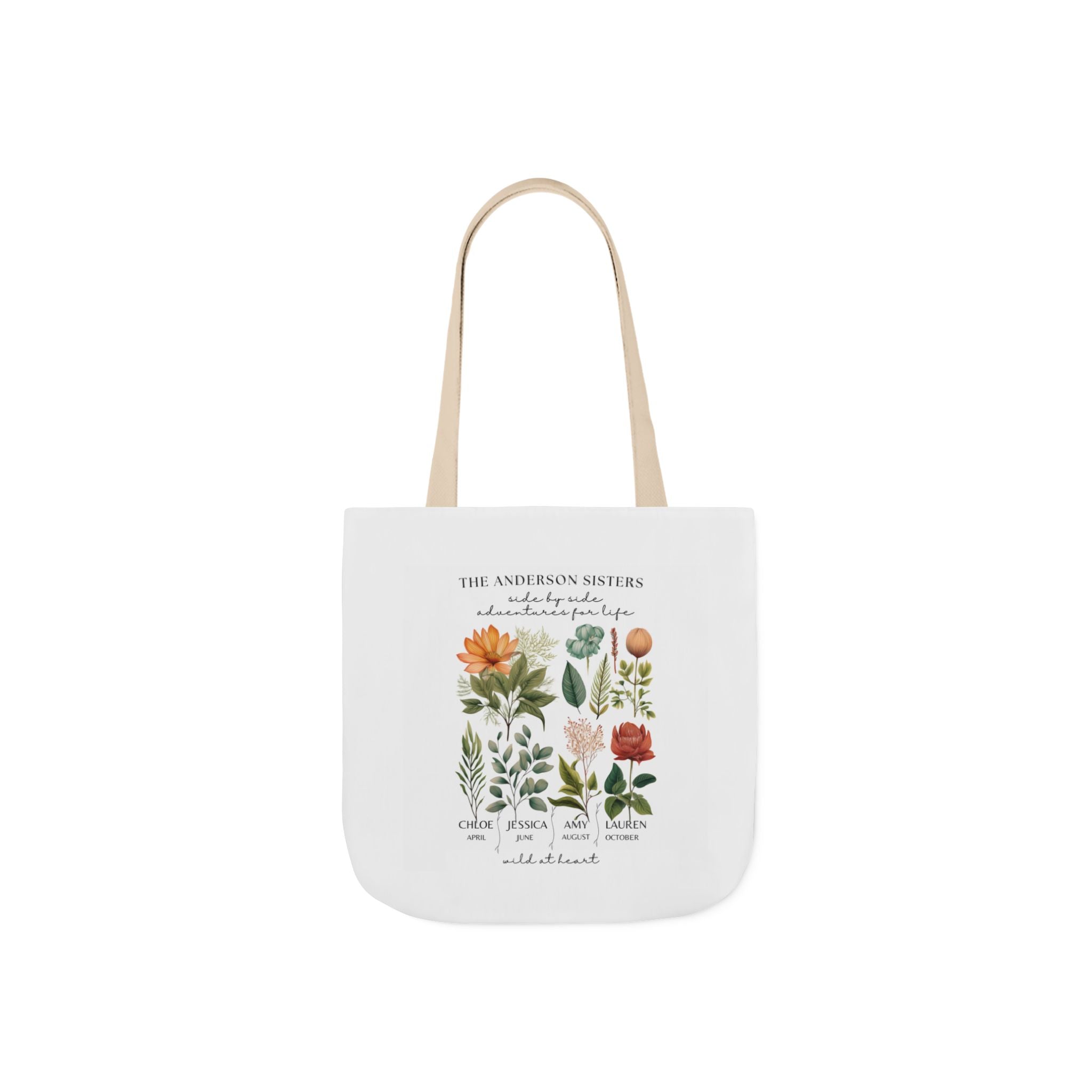 Botanical Family Name Canvas Tote - Personalized Floral Garden Tote Bag