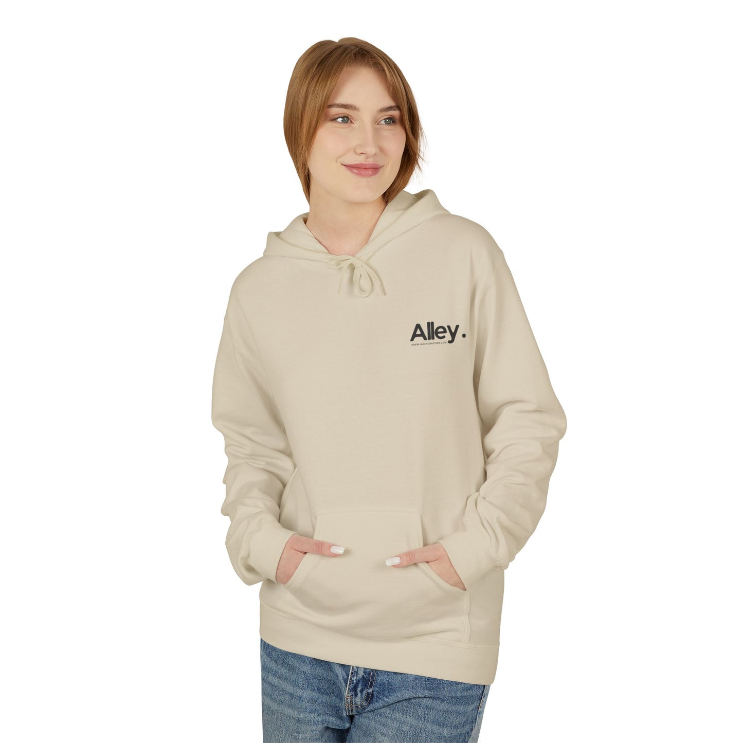 Alley. Minimalist Chest Logo Hoodie — Lightweight White Pullover