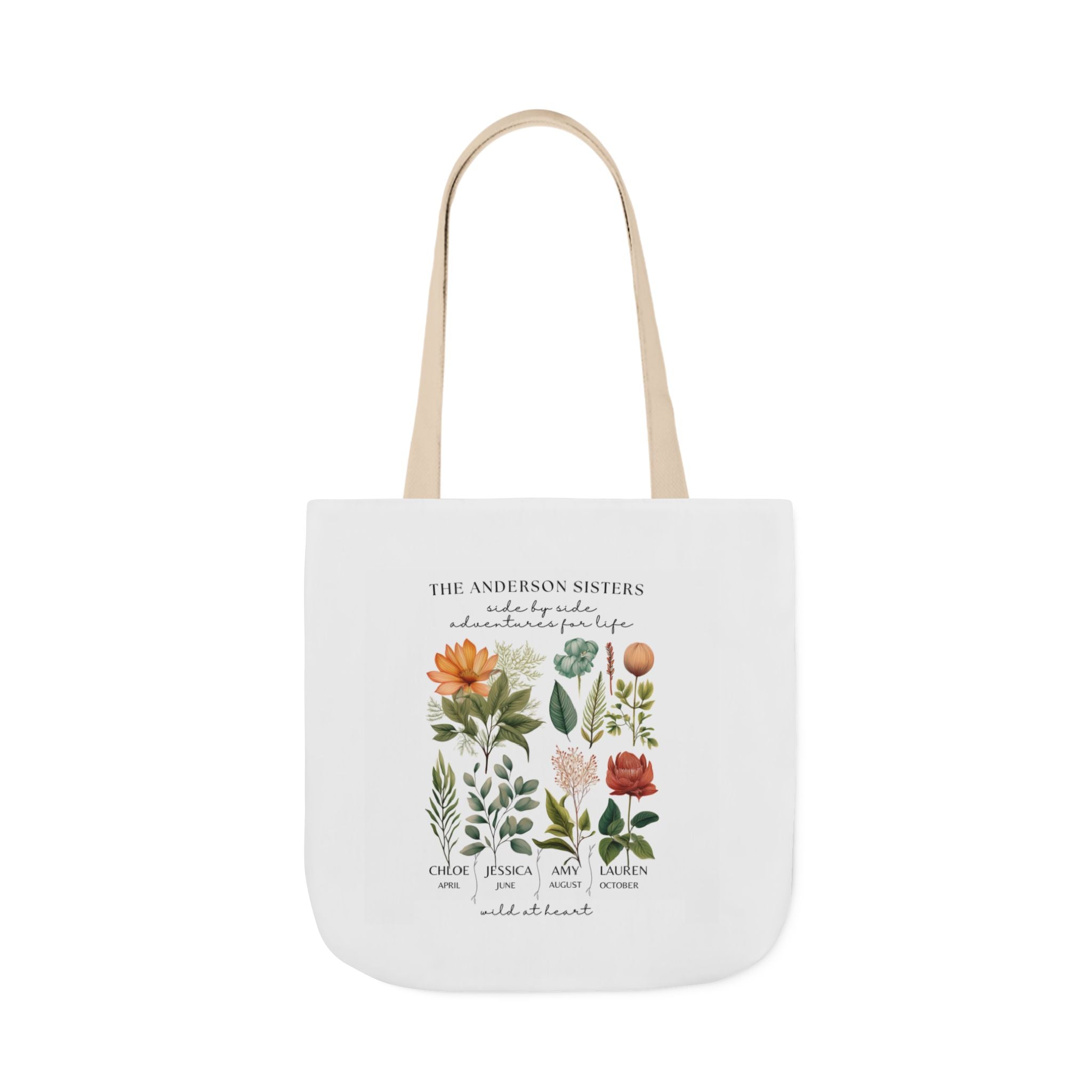Botanical Family Name Canvas Tote - Personalized Floral Garden Tote Bag