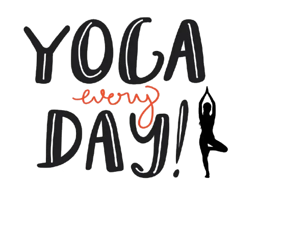 Hoodie graphic reading "YOGA every day!"