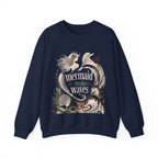 Unisex crewneck sweatshirt in navy with mermaid 'make waves' front graphic