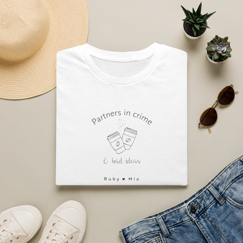 T-Shirt — "Partners in Crime & Bad Ideas" Coffee Friends Tee