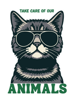 Cat Sunglasses Sweatshirt – 'Take Care of Your Animals' Cozy Crewneck - Alley Crafters