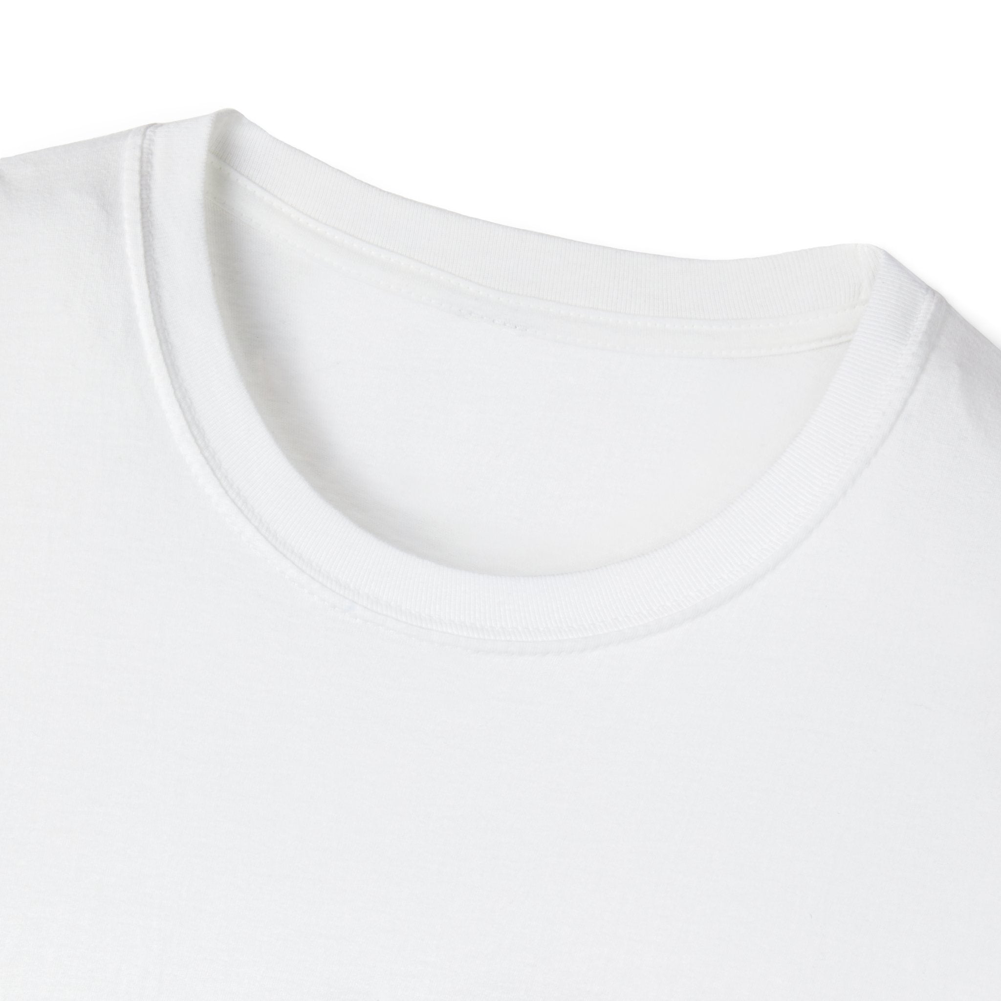 White crew-neck T-shirt neckline close-up