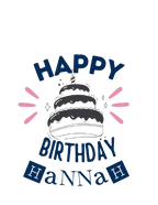 Black birthday sweatshirt graphic with “Happy Birthday” cake and burst icons
