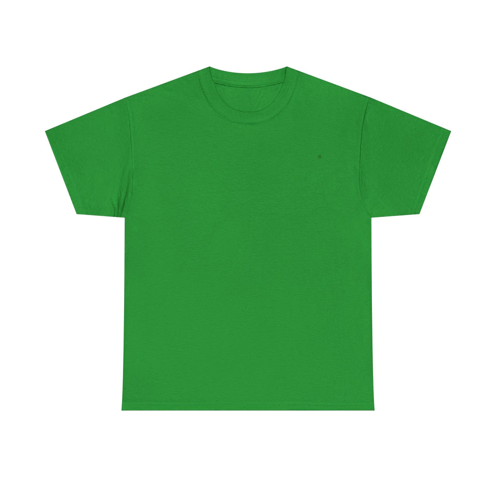 Bright green heavy cotton T-shirt with crew neck and short sleeves, unisex fit.