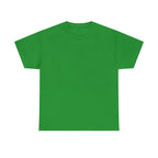 Bright green heavy cotton T-shirt with crew neck and short sleeves, unisex fit.